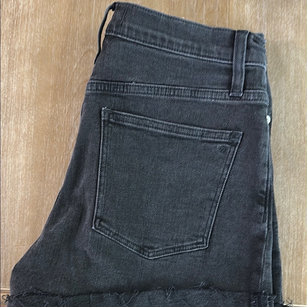 Black Denim Frayed Hem Jeans